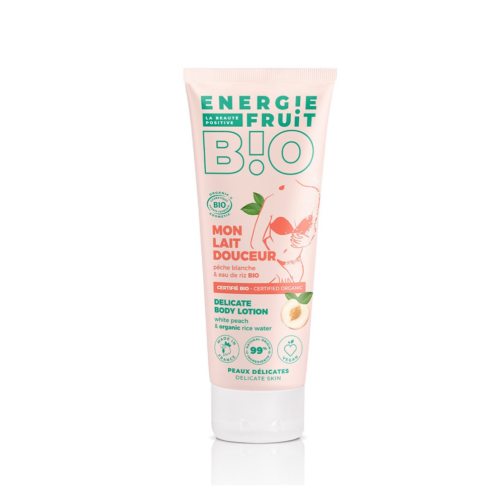 Energie Fruit Loción corporal Suavidad de melocotón blanco y agua de arroz certificada BIO PECHE BLANCHE ET EAU DE RIZ 200ML