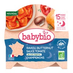 Babybio Raviolis de calabaza con salsa regional de tomate y champiñones a partir de 15 meses 190g