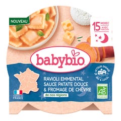Babybio Raviolis de emmental con salsa de boniato y un toque de queso de cabra francés a partir de 15 meses 190g