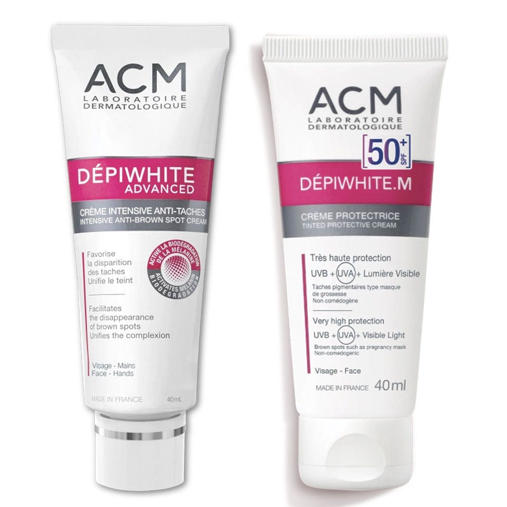 Acm Depiwhite M+Advanced crema intensiva antimanchas y crema protectora SPF50 2x40ml