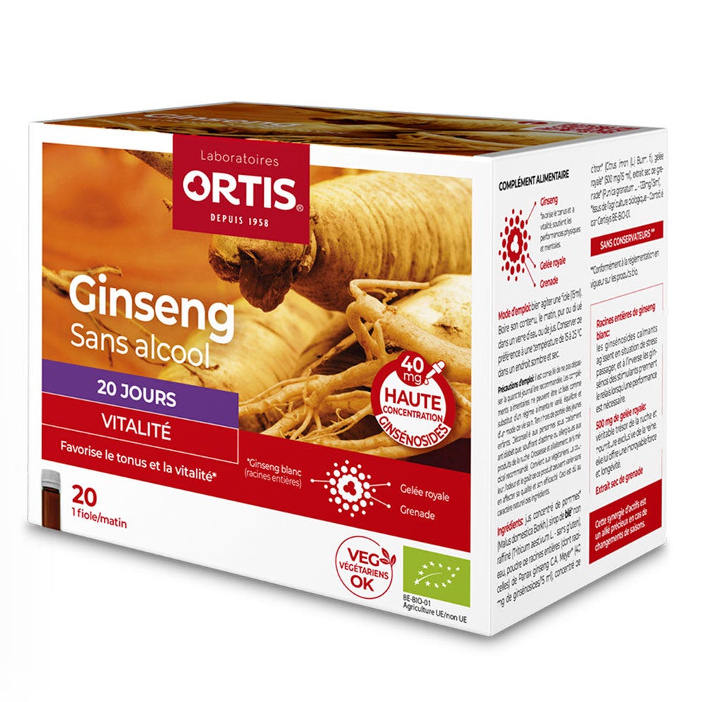 Ortis Ginseng Vitalidad Bio 20 Shots de 15ml