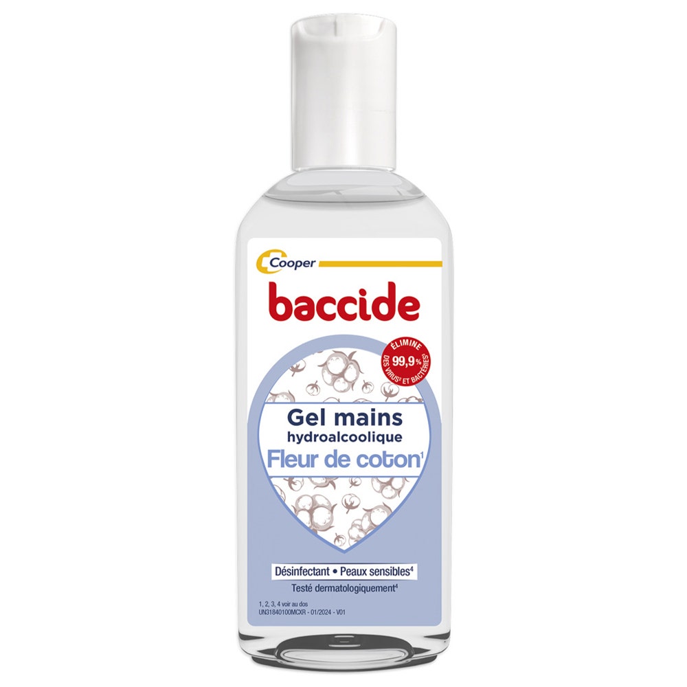 Baccide Gel Mains Désinfectant Hydroalcoolique Fleur de coton Peaux sensibles 30ml