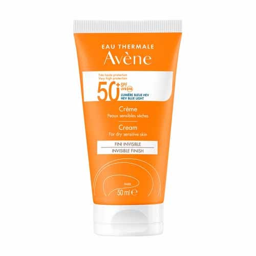 Avène Solar Crema 50+ UVB UVA luz azul pieles sensibles y secas 50ml