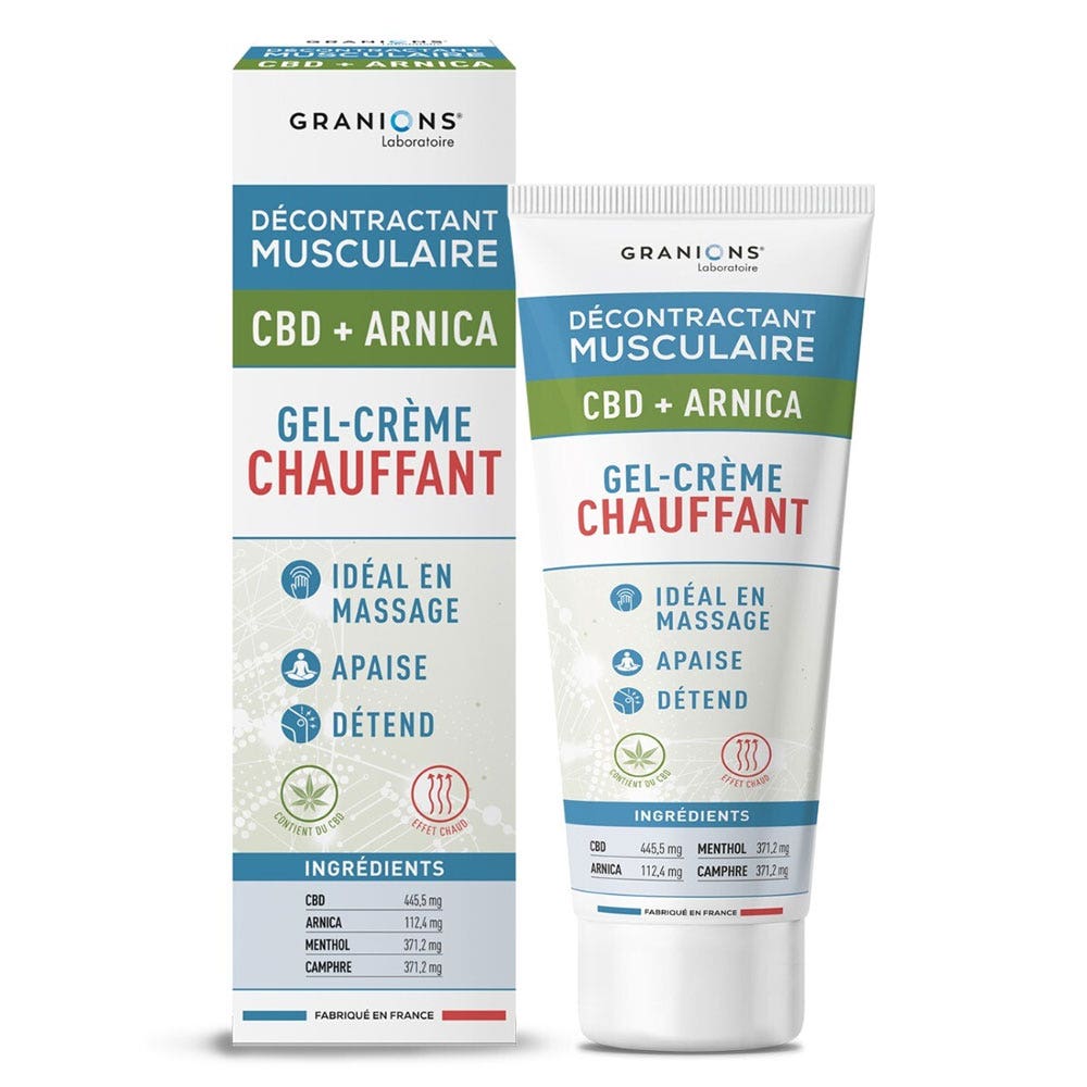 Granions Gel-crema relajante muscular calentador CBD + ÁRNICA 75 ml