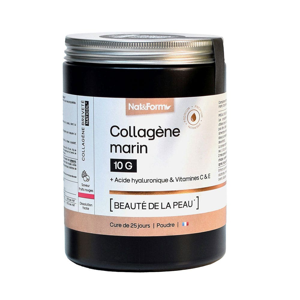 Nat&Form Colágeno Marino 10g Belleza de la piel Sabor a bayas rojas 315g