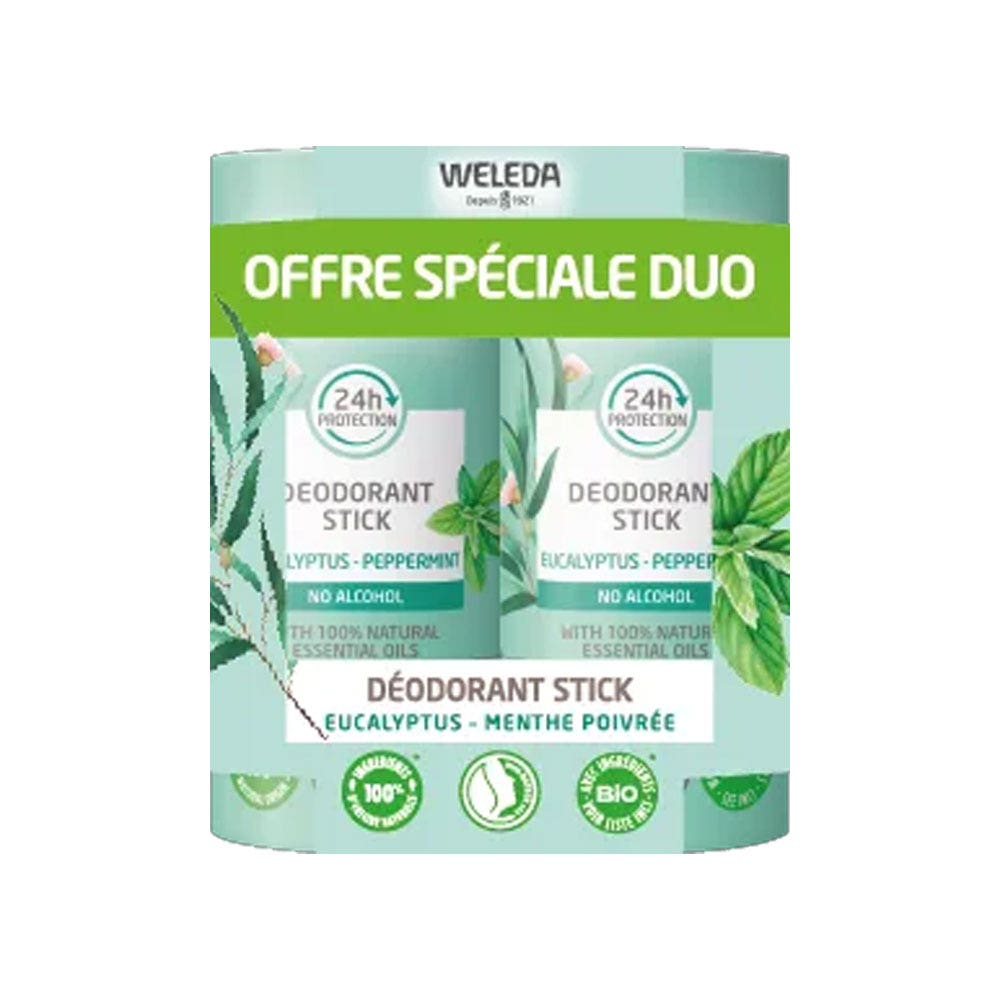 Weleda Desodorante en barra 24h Eucalipto Menta piperita 2x50g