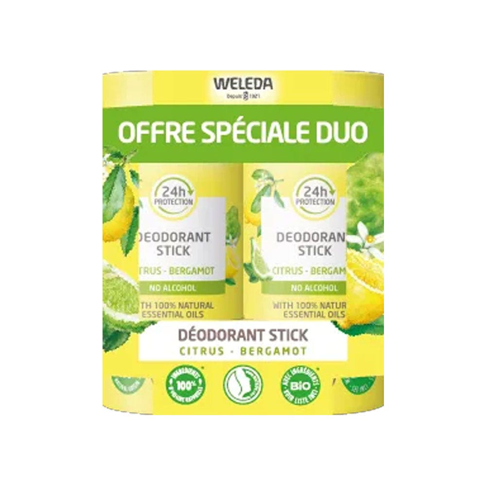 Weleda Desodorante en barra 24h Citrus Bergamota 2x50g
