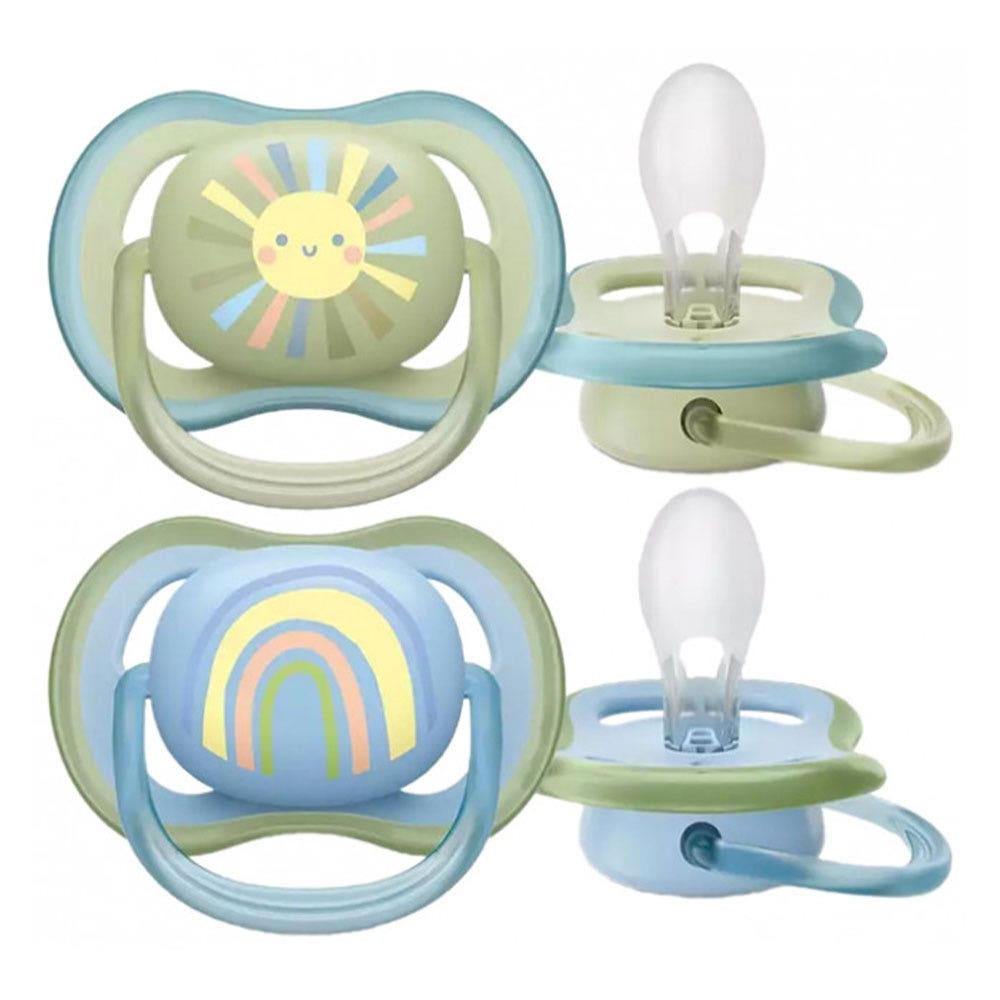 Avent Ultra Air Chupetes Simétricos de Silicona con Dibujo 0-6 Meses x2