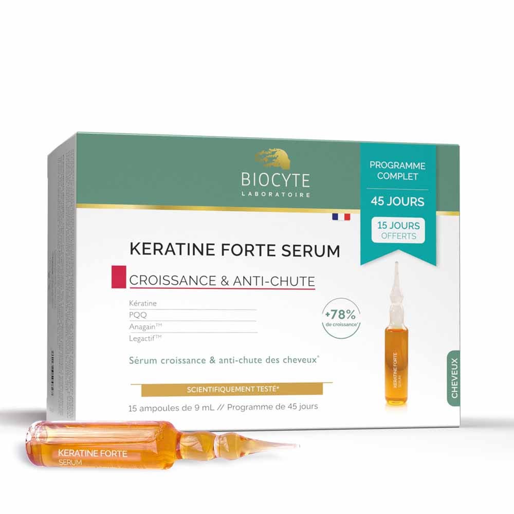 Biocyte Cabello Keratine Forte Sérum Pack Ampolla 15x9ml Croissance et Anti-chute 15 ampoules de 9ml