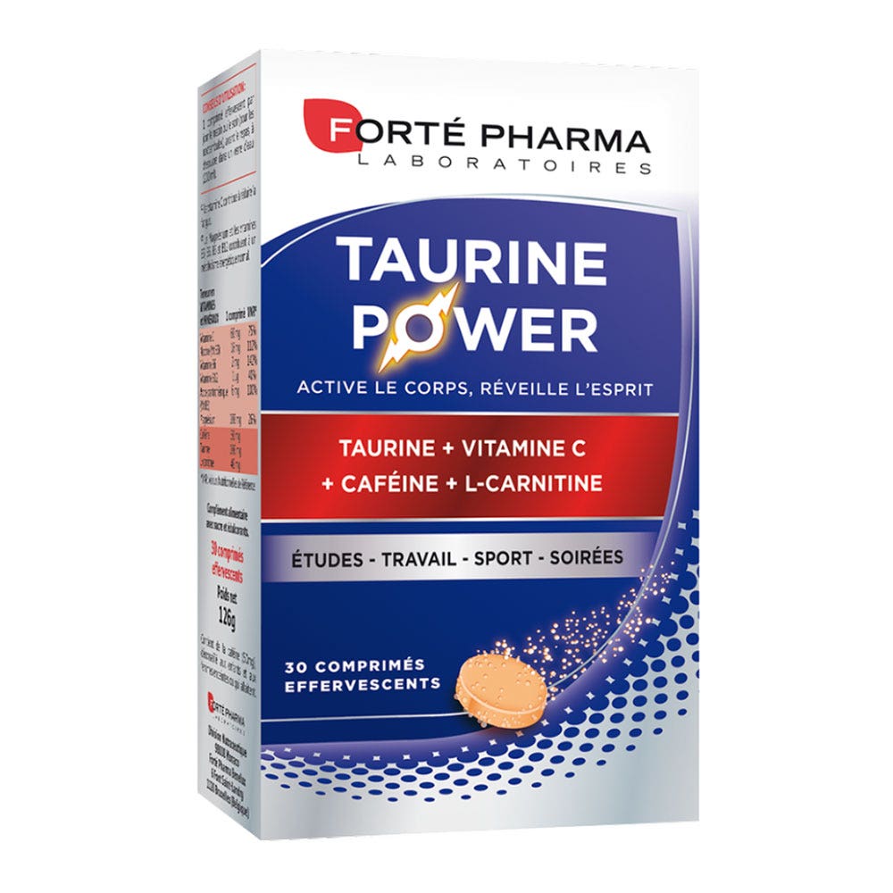 Forté Pharma Taurine Power enriquecido con cafeína y L-carnitina 30 comprimidos efervescentes