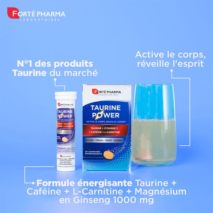 Fort Pharma Taurine Power enriquecido con cafena y L-carnitina 30 comprimidos efervescentes - Easypara Fort Pharma Taurine Power enriquecido con cafena y L-carnitina 30 comprimidos efervescentes - Easypara