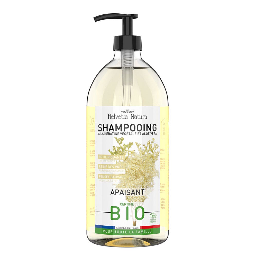 Helvetia Natura Champú calmante ecológico Con queratina vegetal y Aloe Vera 1L