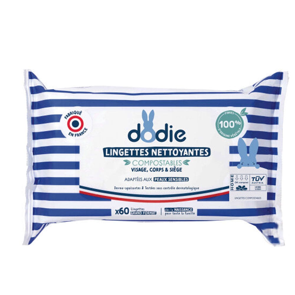 Dodie Toallitas limpiadoras Dermo-calmantes Cara, cuerpo y asiento x60