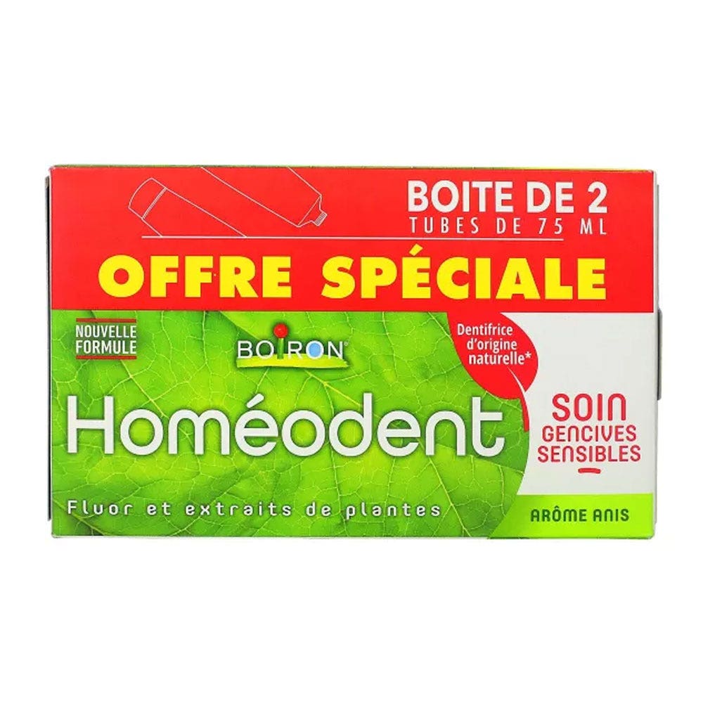 Boiron Homeodent Pasta dentífrica para encías sensibles Aroma de anís 2x75ml