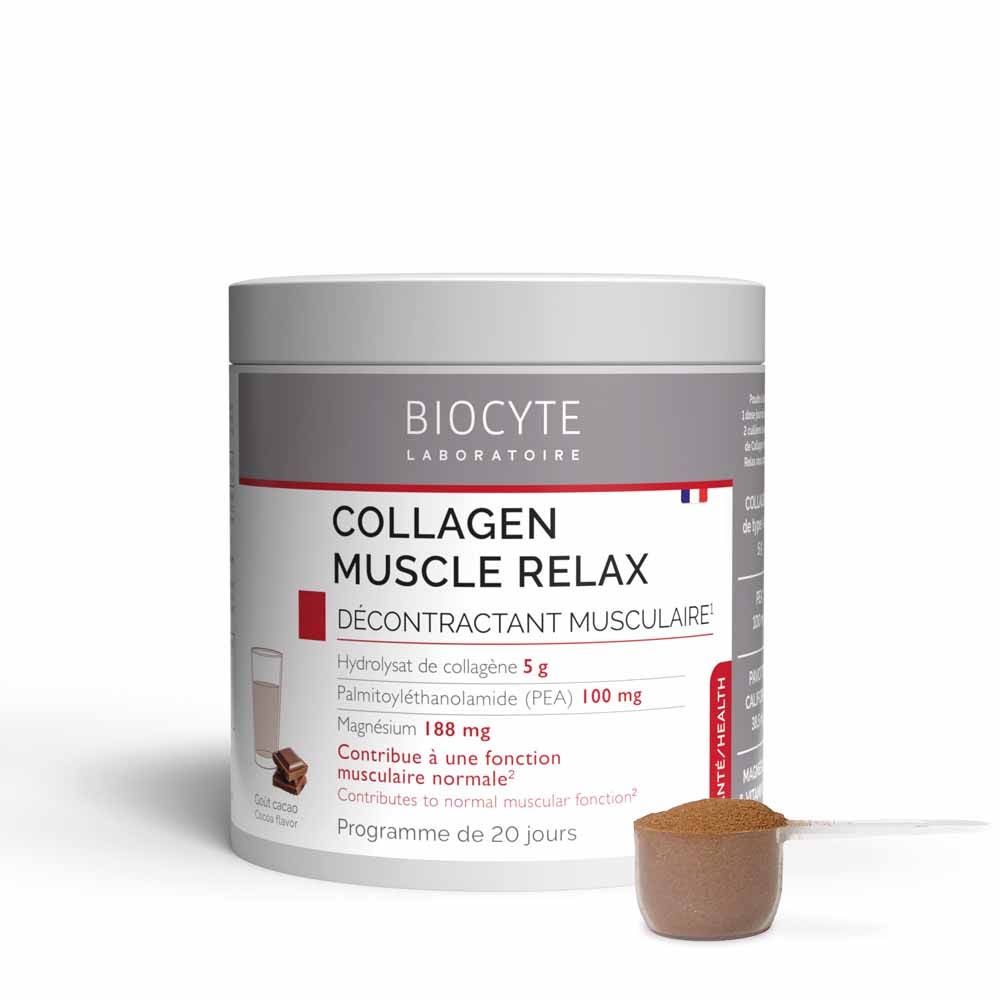 Biocyte Salud Relajante muscular de colágeno Sabor a cacao 290g