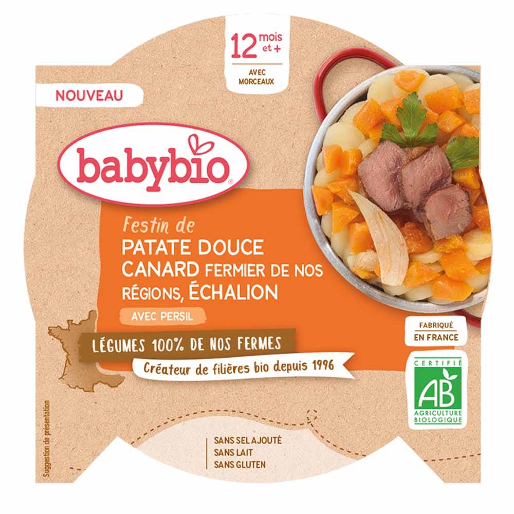 Babybio Festín boniato pato de granza y echalote a partir de 12 meses 230 g