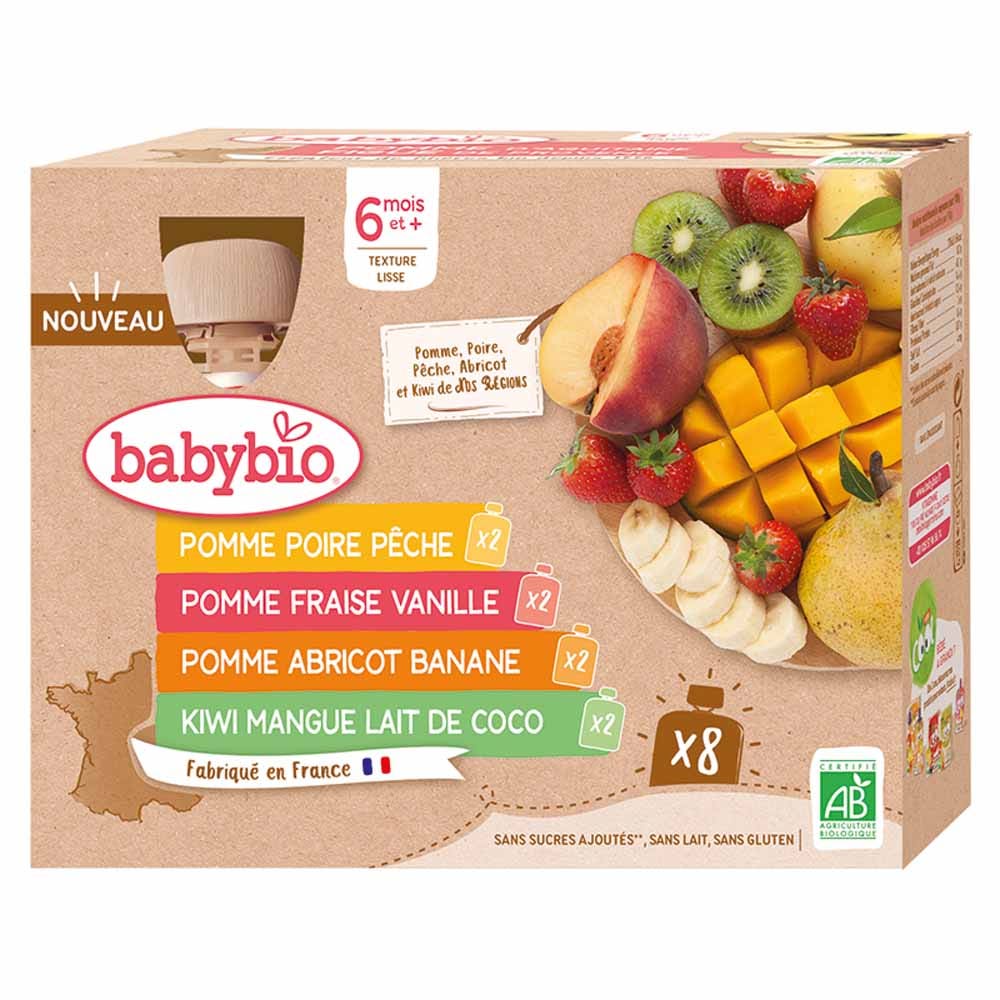 Babybio Frutas Botella multifrutas a partir de 6 meses 8x90g