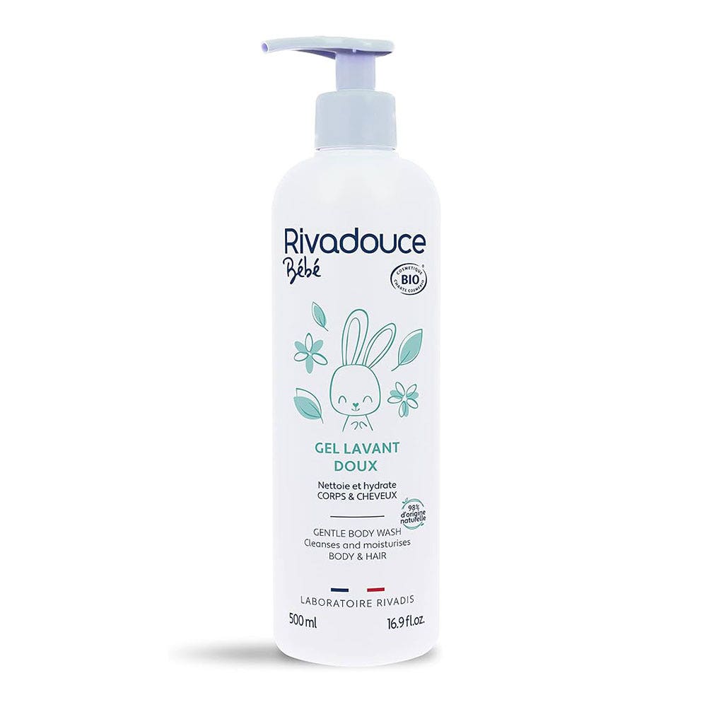 Rivadouce Bebé Gel limpiador suave Bio Cuerpo y cabello 500 ml
