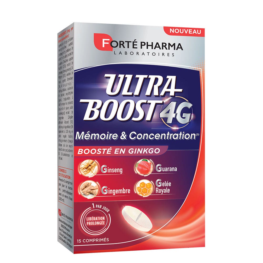 Forté Pharma Ultra Boost 4G Memoria y concentración ginseng ginkgo 15 comprimidos
