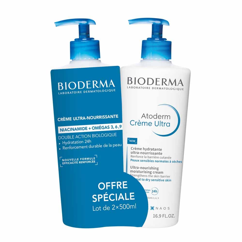 Bioderma Atoderm Crema Corporal Ultranutritiva Ultra-nourrissant Peaux sensibles normales à sèches 2x500ml