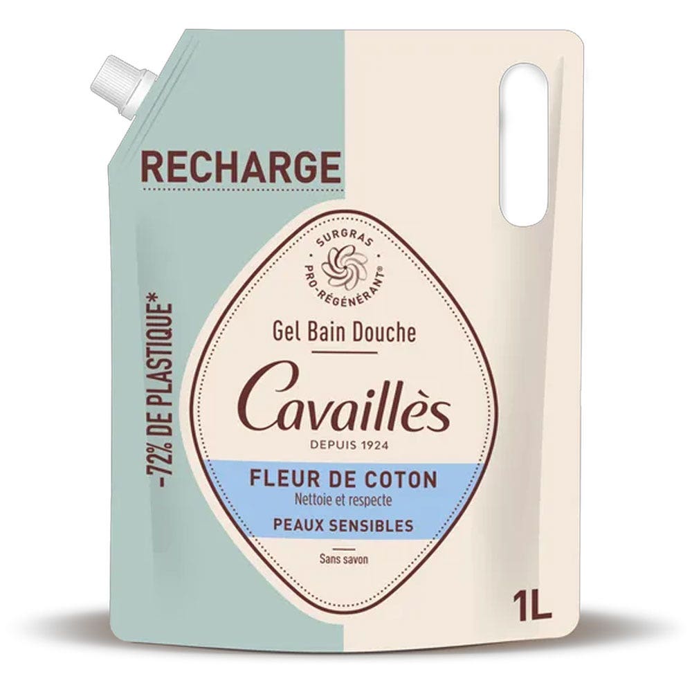 Cavaillès Recarga Gel de baño y ducha Flor de algodón Piel sensible 1L