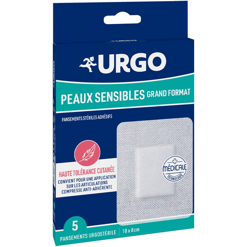 Urgo Apósitos Urgosteriles para Piel sensible Gran Formato 10x8cm x5