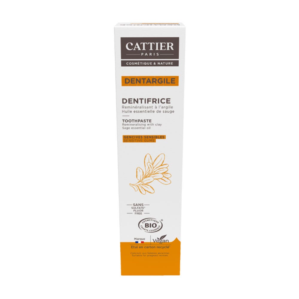 Cattier Dentifrice Dentargile A L'huile Essentielle De Sauge Bio 75ml