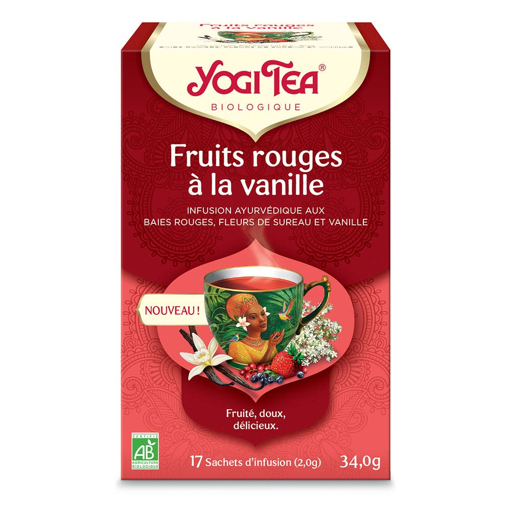 Yogi Tea Frutos rojos con vainilla Fruité, doux, délicieux 17 bolsas