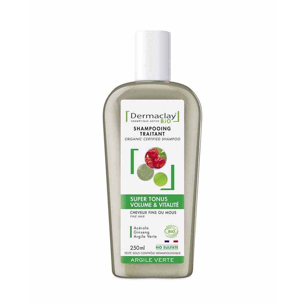 Dermaclay Champu Bio Arcilla Verde Revitalizante Cabello Fino O Apagado Super Tonus 250ml