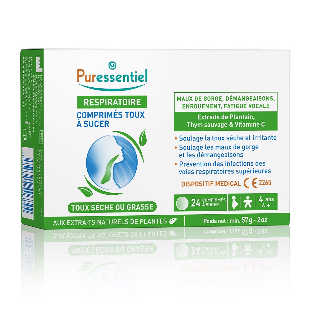 Puressentiel Respiración Tos seca o persistente 24 comprimidos masticables