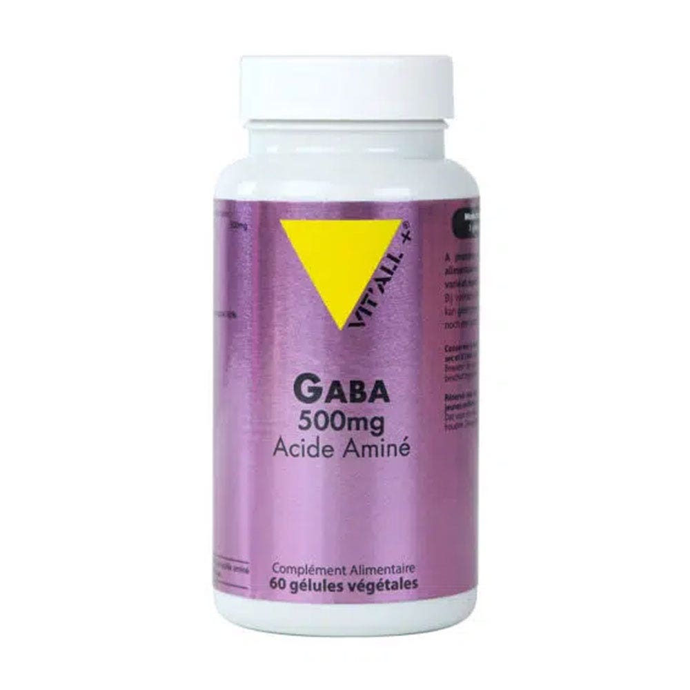 Vit'All+ Gaba 500mg Acide Aminé 60 gélules végétales