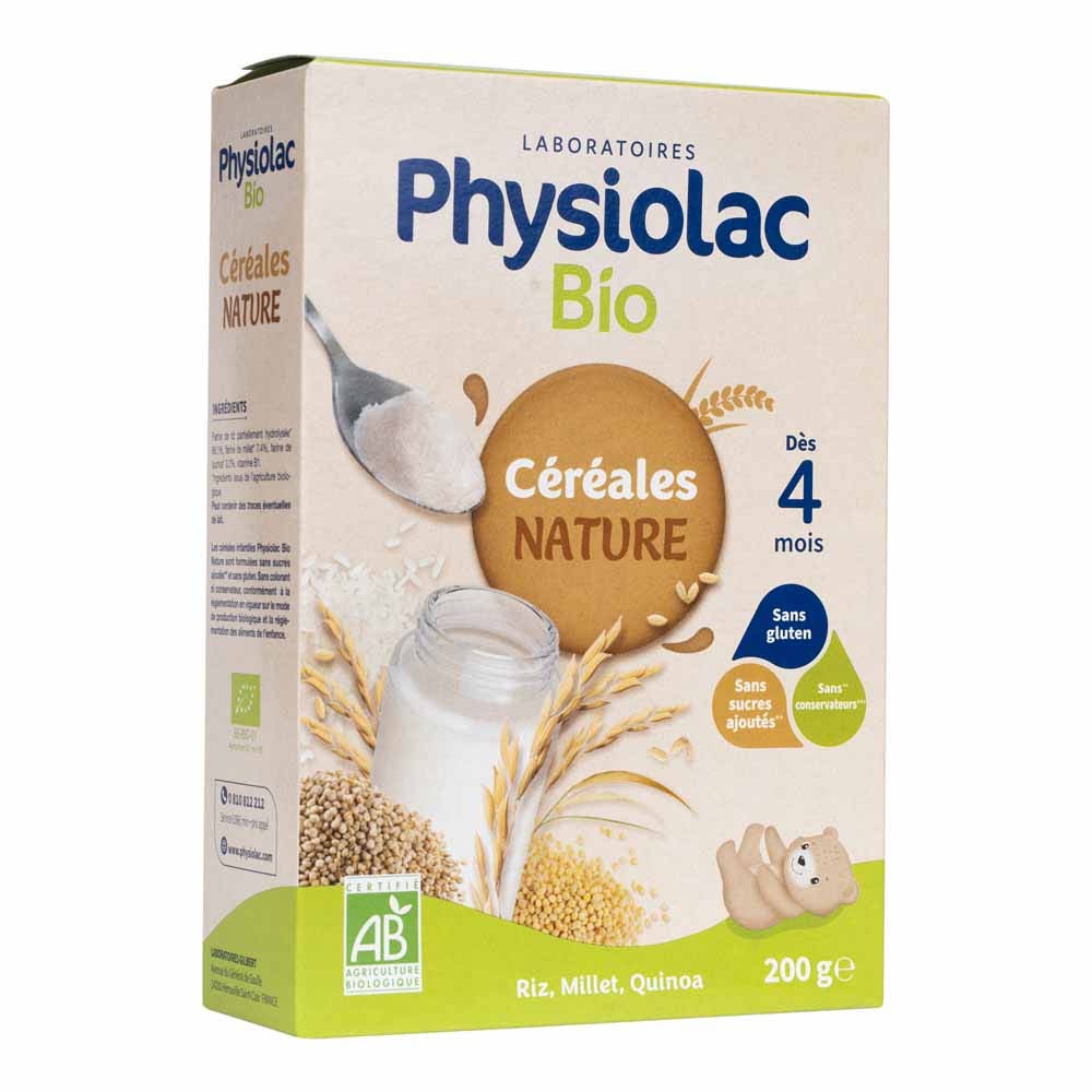 Physiolac Bio cereales naturales con Arroz, Mijo y Quinoa desde 4 meses 200g
