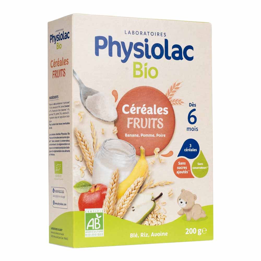 Physiolac Cereales Frutas Platano Manzana Pera Bio 6 Meses+ 200g