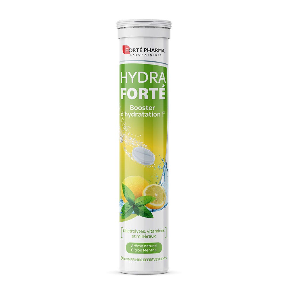 Forté Pharma Hydra Forté Refuerzo de hidratación aroma natural limón menta 24 comprimidos efervescentes
