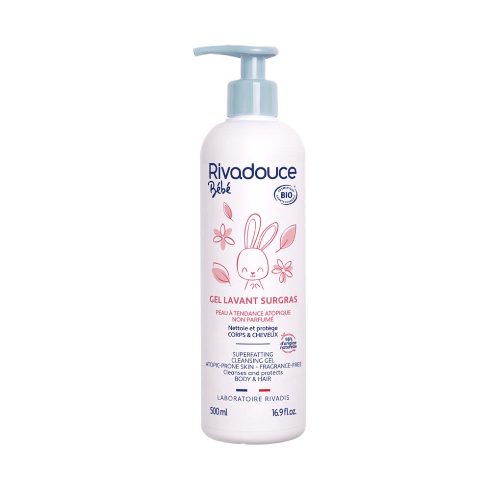 Rivadouce Bebé Gel limpiador Bio supergraso sin perfume Cuerpo y cabello 500 ml