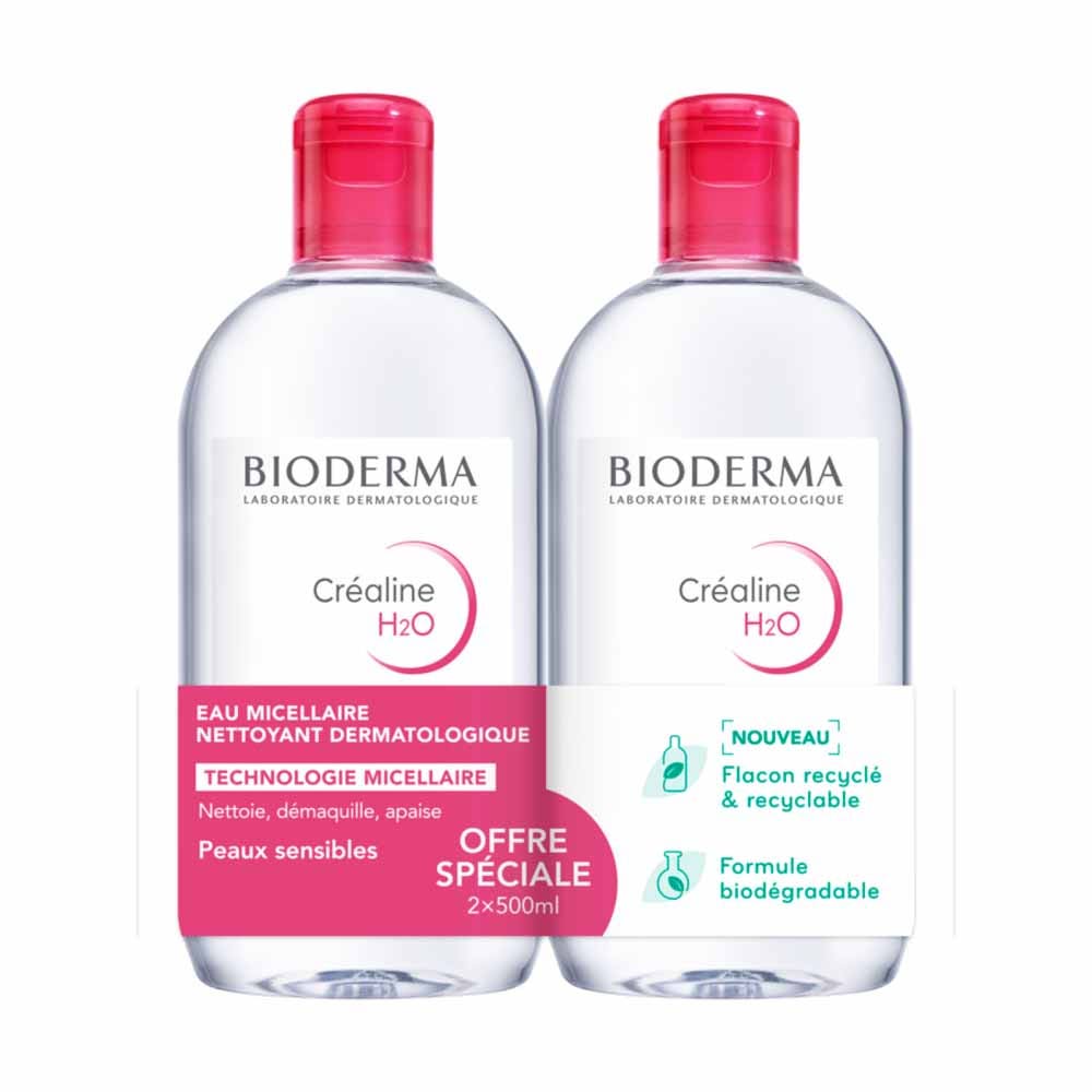 Bioderma Crealine Solucion Micelar Desmaquillante H2O H2O Sans parfum 2x500ml