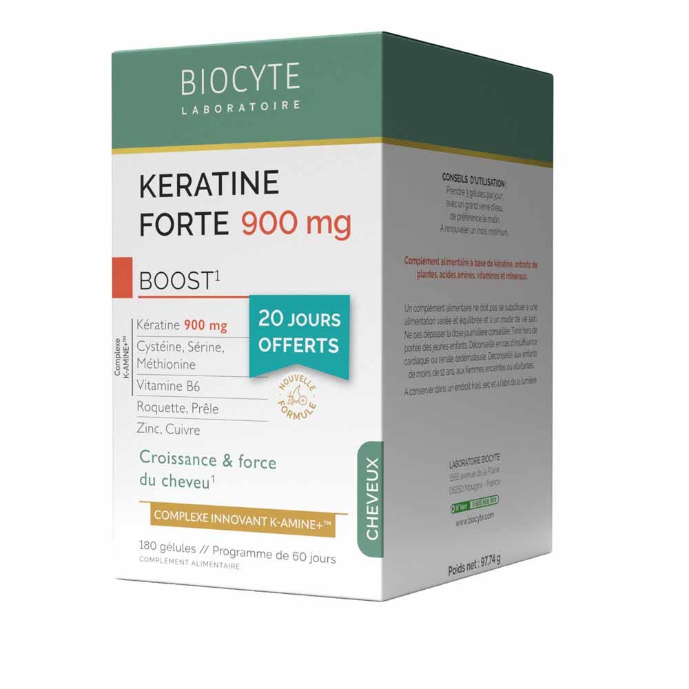 Biocyte Cabello Queratina fuerte 900 mg boost 180 cápsulas