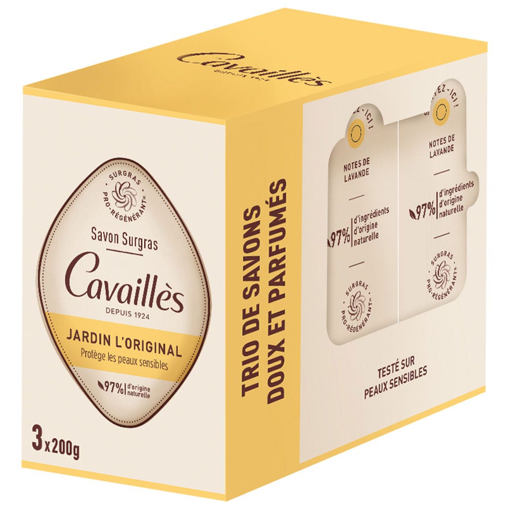 Cavaillès Surgras Pro-Regenerador Jabón Original Garden 3x200g