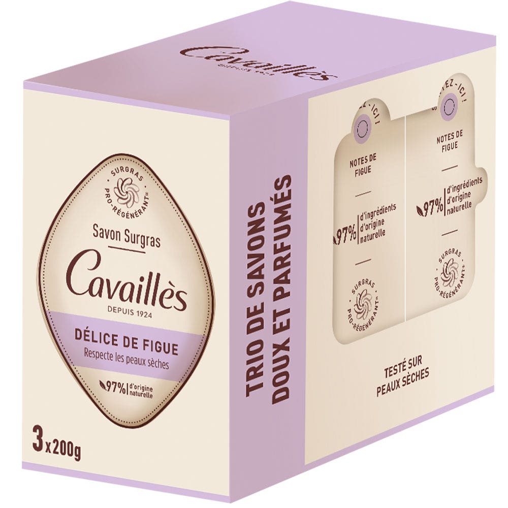 Cavaillès Surgras Pro-Regenerador Jabón Delicia de Higo 3x200g