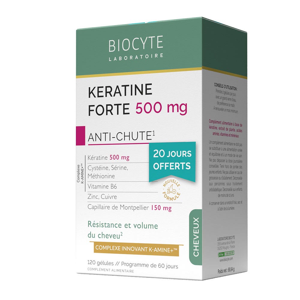 Biocyte Cabello Pack Keratin Forte 500mg 120 cápsulas