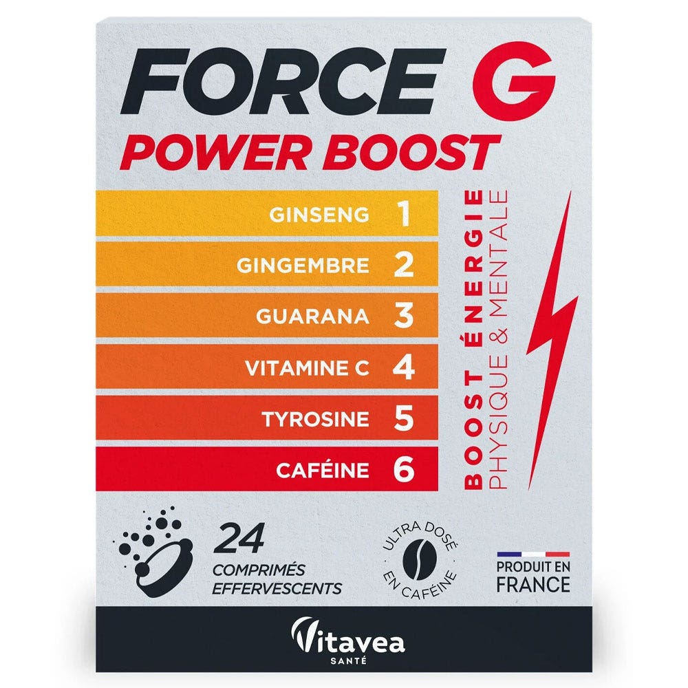 Vitavea Santé Force G Power Boost Ginseng Jengibre Guaraná Physique & Mental 24 Comprimidos efervescentes