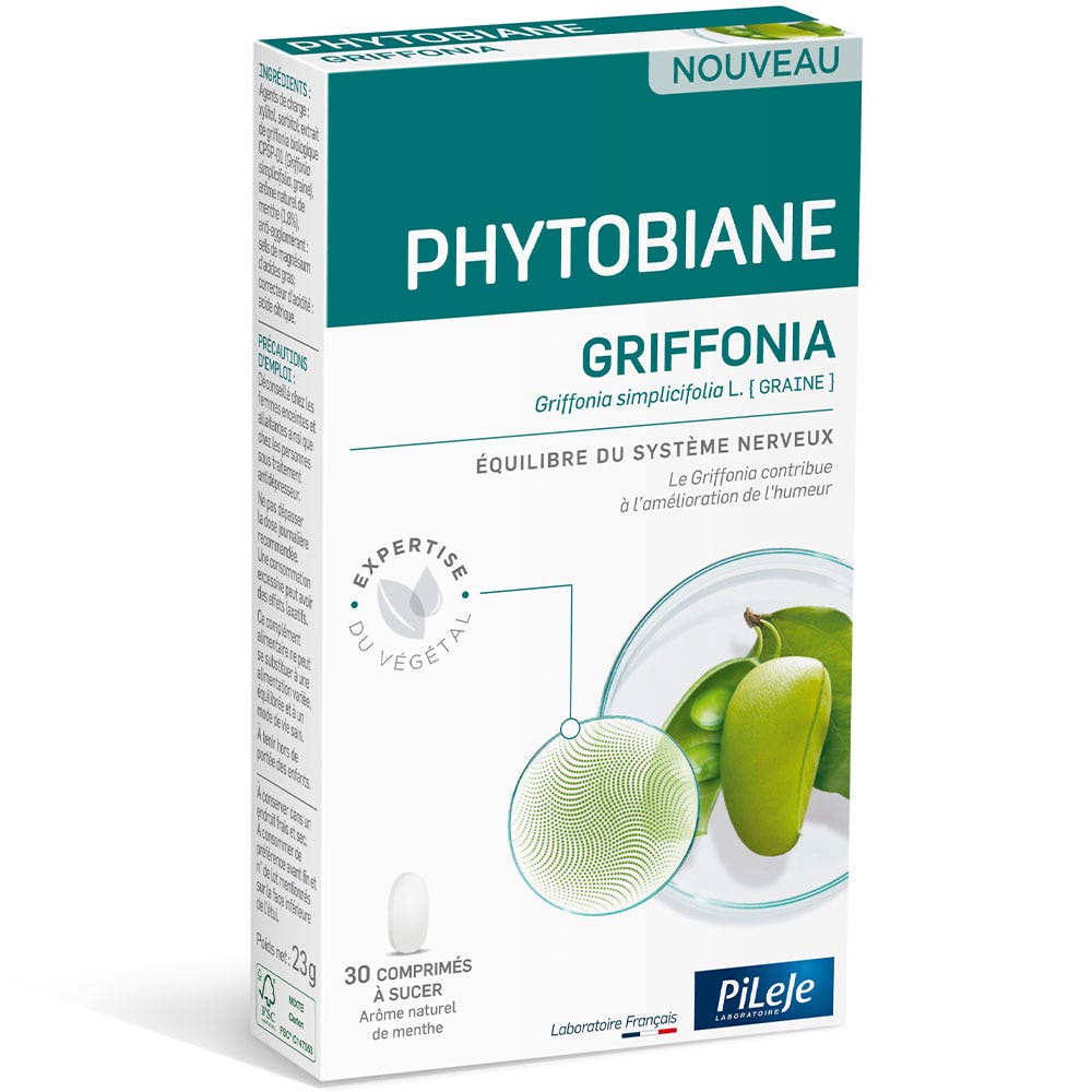Pileje Phytobiane Griffonia Equilibrio del Sistema Nervioso 30 pastillas para chupar