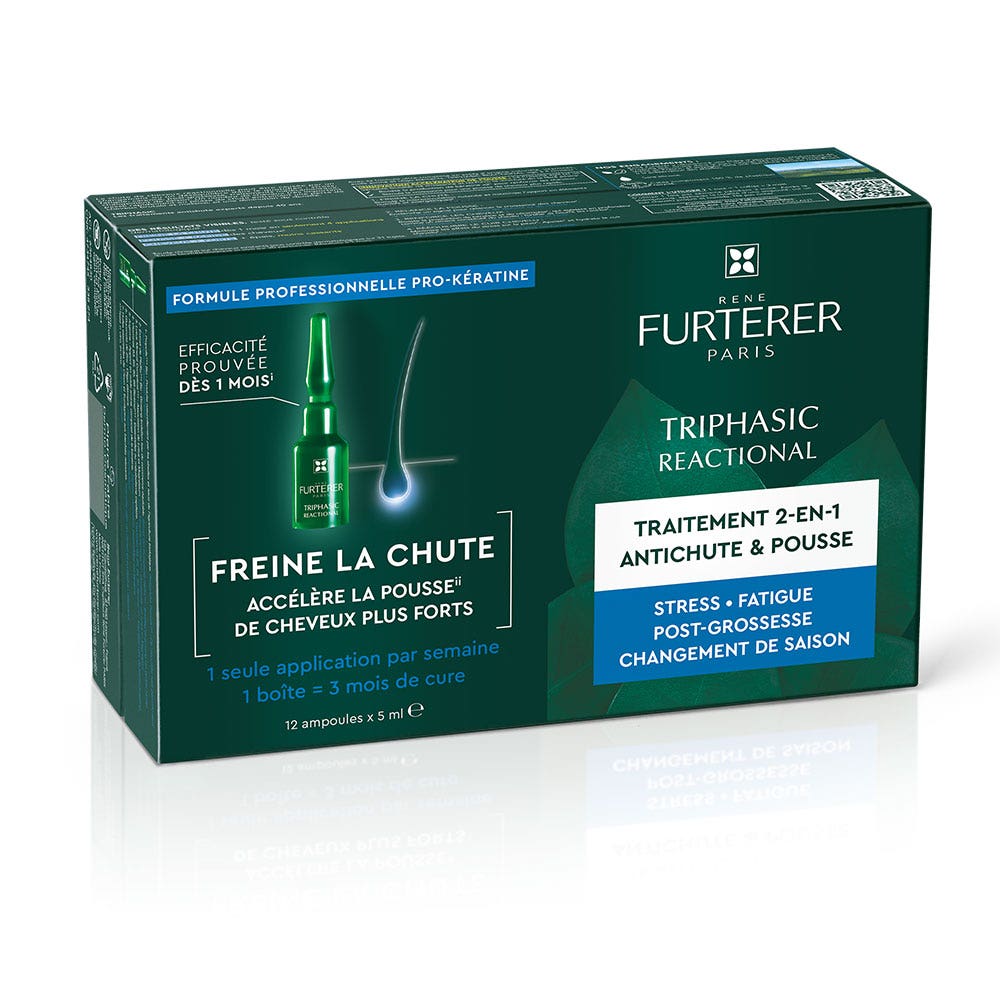 René Furterer Triphasic Reactional 2 en 1 Tratamiento Capilar y Crecimiento 12 ampollas de 5 ml
