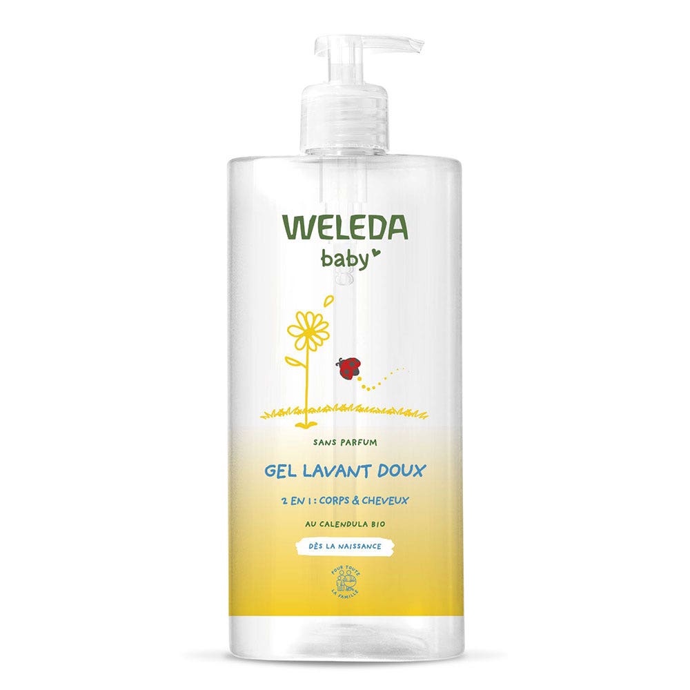 Weleda Bebés y Niños Gel limpiador suave 2 en 1 Cuerpo y Cabello 750 ml