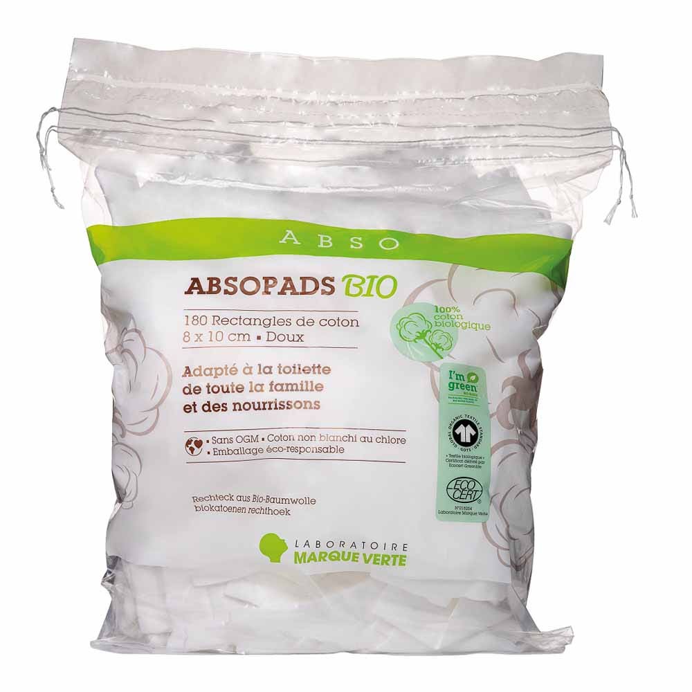 Marque Verte Abso Absopads Rectángulos de algodón 8x10 cm x200