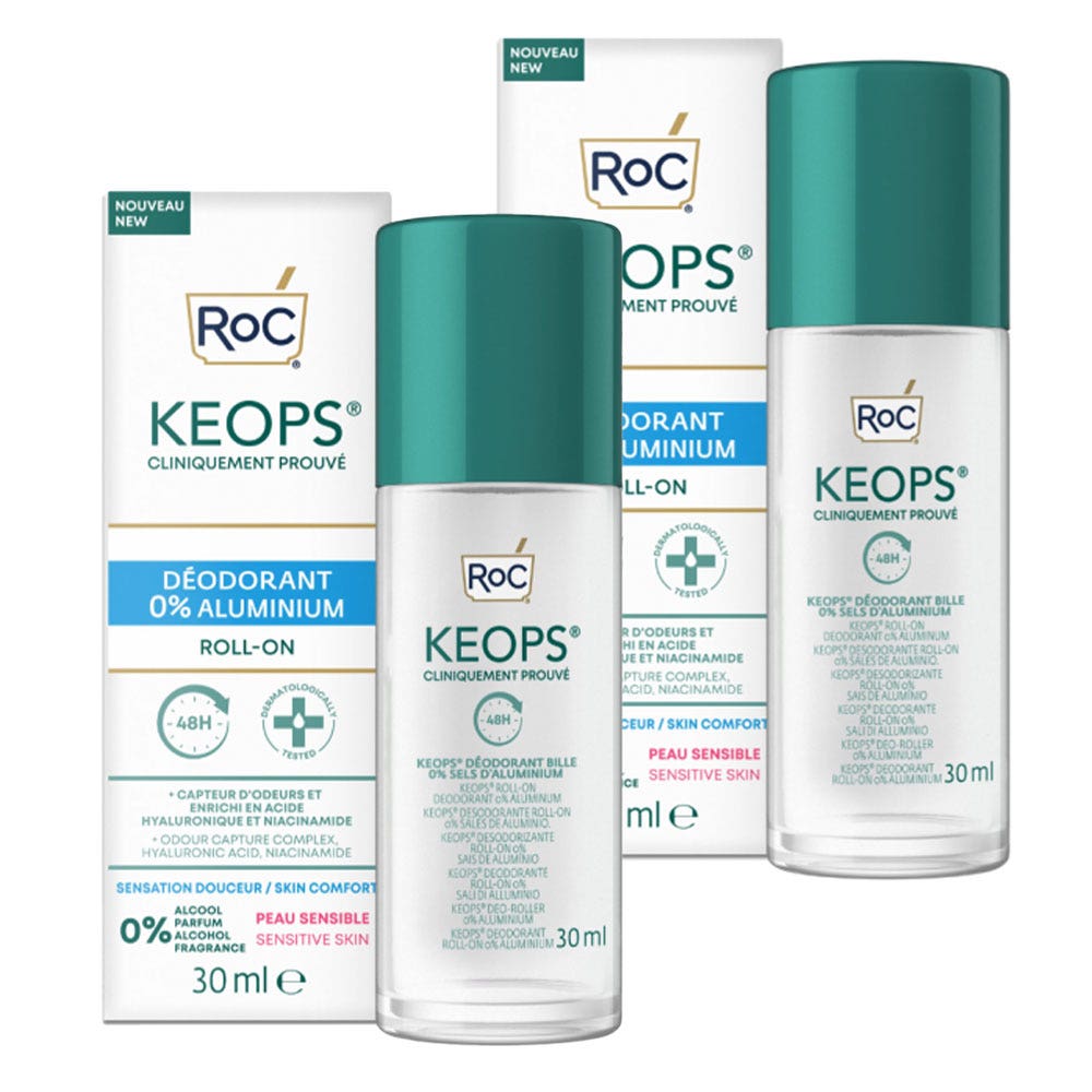 Roc Keops Desodorante Roll-On 0% Aluminio 2x30ml