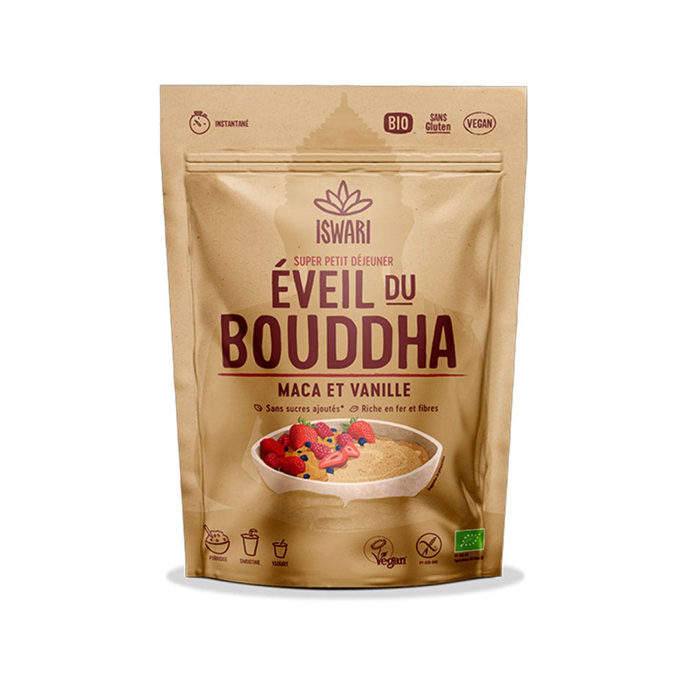 Iswari Eveil du Bouddha Maca vainilla bio super desayuno 360 g