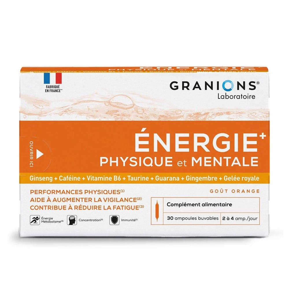 Granions Energía+ Física y Mental Sabor a naranja 30 ampollas bebibles