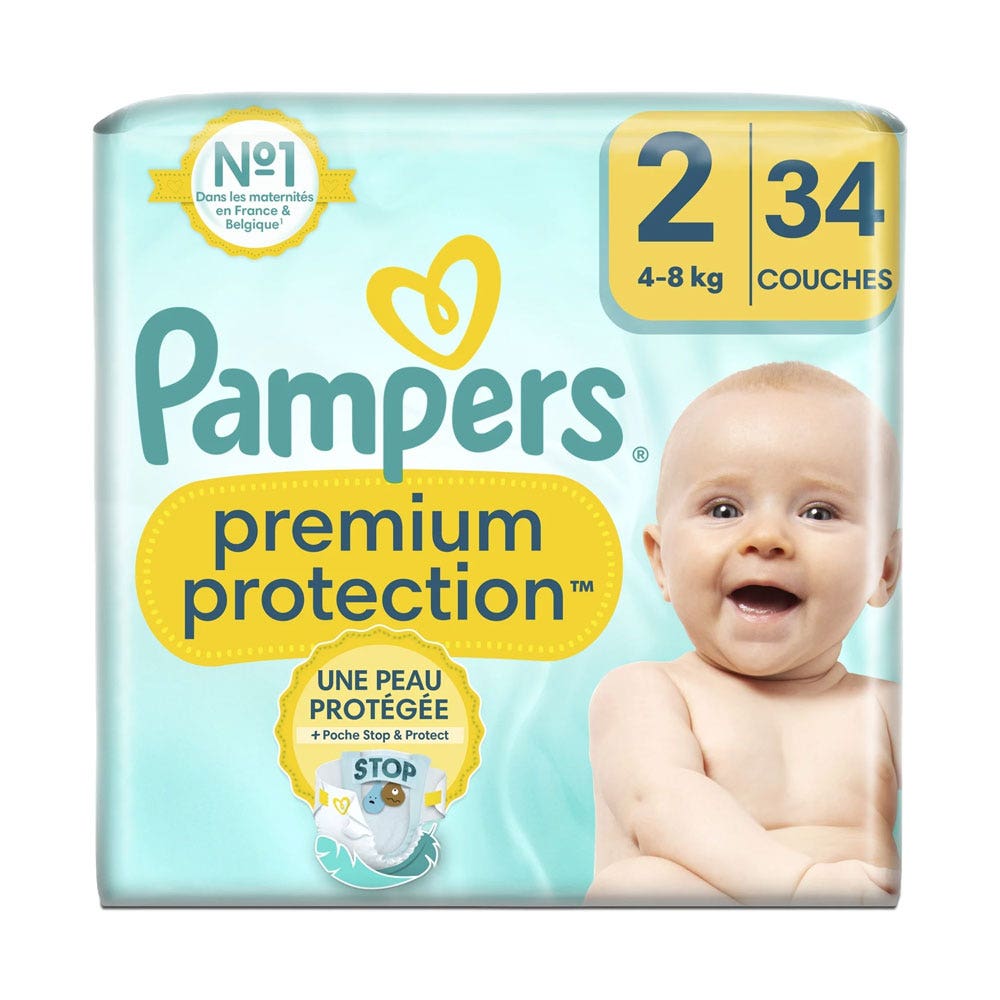 Pampers Premium Proteccion Premium Talla 2 4- 31 Pañales 4-8kg x34