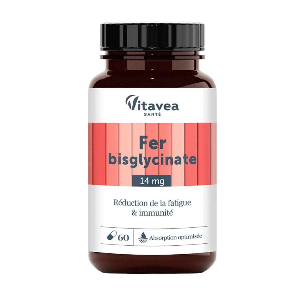 Vitavea Santé Nutri'sentiels Bisglicinato de hierro 14 mg Fatiga e Immunea 60 cápsulas